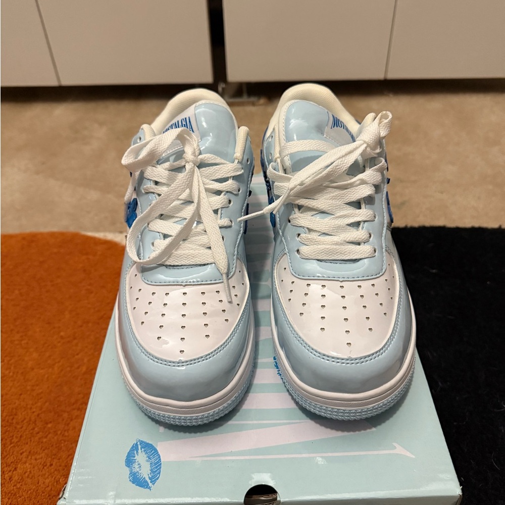 Enter Nostalgia AF1 Light Blue and White Sneakers
